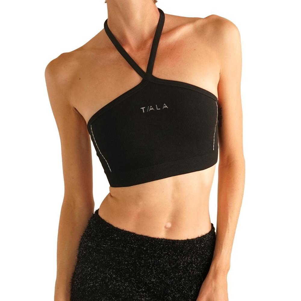 TALA black athletic halter crop top